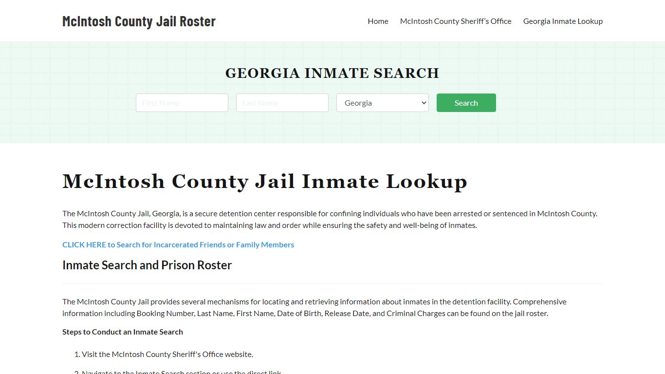 McIntosh County Jail Roster Lookup, GA, Inmate Search